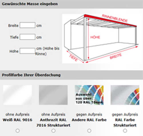 zum Terrassendach Configurator